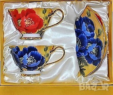 Костен порцелан чаши за двама за кафе, чай или капучино, снимка 2 - Подаръци за сватба - 31062001