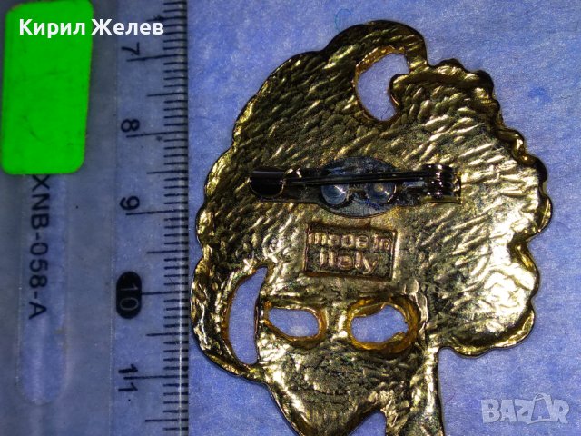СТАРА РЯДКА БРОНЗОВА ЕМАЙЛИРАНА СКЪПОЦЕННА ВЕНЕЦИАНСКА КАРНАВАЛНА ПОЗЛАТЕНА БРОШКА 37686, снимка 10 - Антикварни и старинни предмети - 40684818