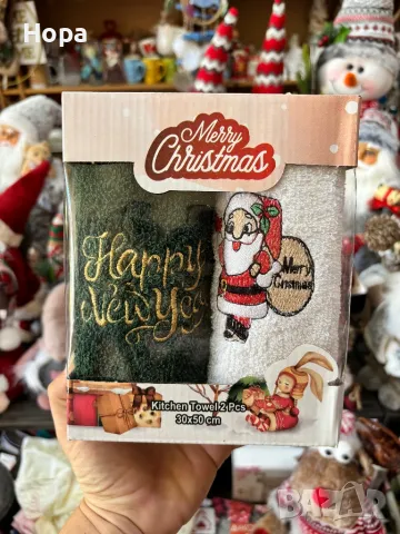 Коледни кърпи комплект в кутия , снимка 6 - Хавлиени кърпи - 38615108