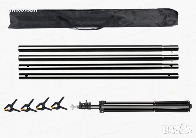 Разтегателна стойка за зелен екран до 200 х 200 см. , за фото и видео ефекти , зелен фон, снимка 2 - Други - 39517818