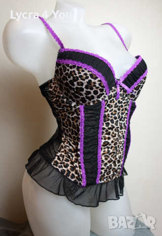 Okay 75B размер корсет в енимал принт и черен тюл, снимка 3 - Корсети, бюстиета, топове - 36556355