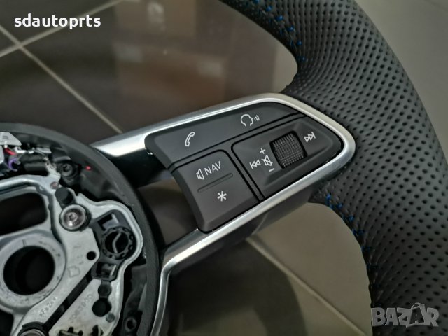 Нов Спортен Волан Audi TTS 8S S Line A3 8V A1 A4 A6 A7 Кожа Напа Син Шев, снимка 7 - Части - 44491958