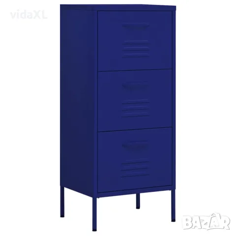 vidaXL Шкаф за съхранение, нейви син, 42,5x35x101,5 см, стомана