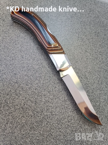 Сгъваем нож ръчно изработен + ПОДАРЪК кания