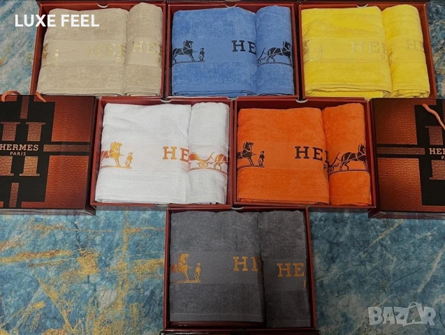 Hermes ⚜️ Хавлии 2бр в Кутия , снимка 2 - Хавлиени кърпи - 53216242