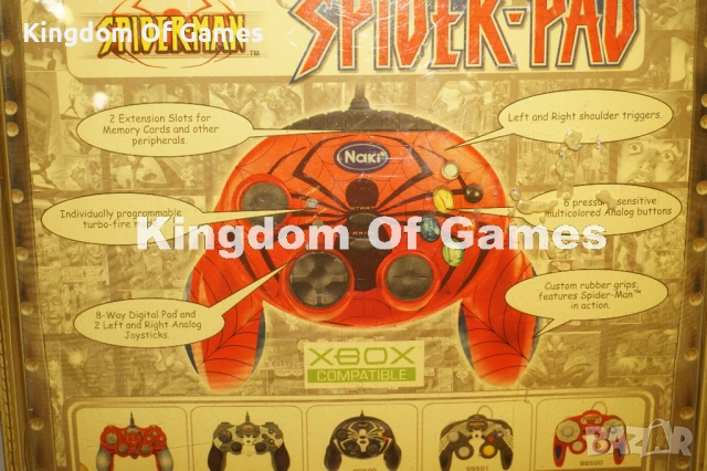Чисто Нов Рядък Колекционерски Оригинален Контролер Naki Marvel Spider-Pad за XBOX, снимка 17 - Аксесоари - 54312134