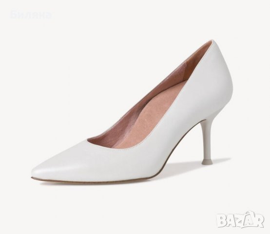 Дамски обувки на ток Tamaris Бели Естествена кожа Номер 40 Нови