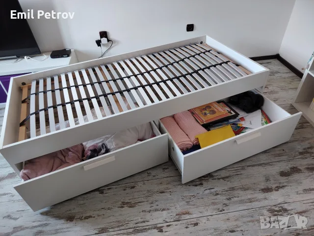 Модерно легло IKEA BRIMNES с размери 90x200 см, снимка 5 - Спални и легла - 55842743