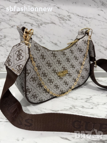 Guess бежова черна кафява чанта, снимка 3 - Чанти - 55829481