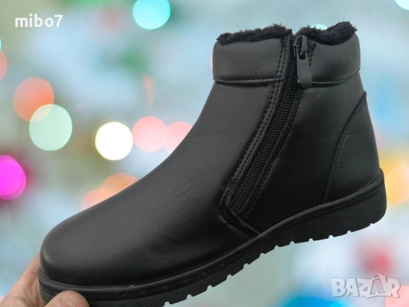 Дамски зимни боти с два ципа и топъл хастар в черно., снимка 3 - Дамски боти - 39377486