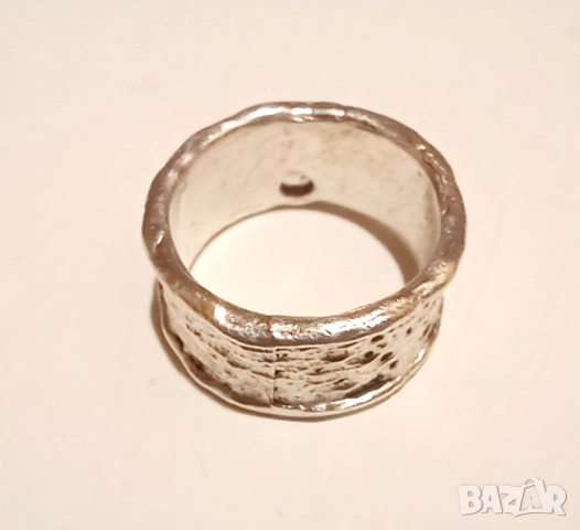 Сребърен пръстен с 1 цирконий, снимка 2 - Пръстени - 52381757
