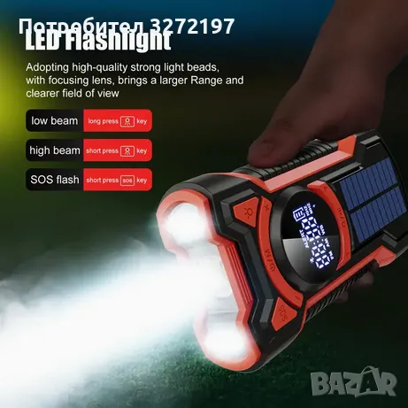 Многофункционално водоустойчиво USB Bluetooth соларно радио-зарядно с множество екстри, снимка 7 - Друга електроника - 49170405