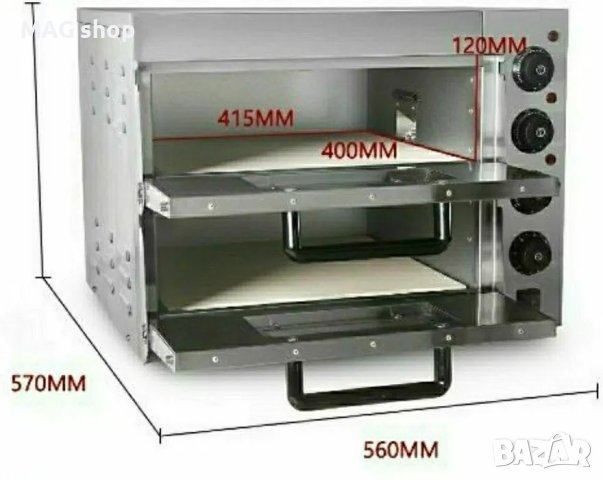 ПРОМО! Професионална фурна за пици 1ца 2ка Печка за пици Единична Двойна, снимка 3 - Друго търговско оборудване - 44343870