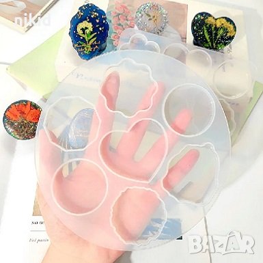 Сърце кръг кръгчета кръгове плитък силиконов молд форма фондан шоколад гипс смола основа палитра, снимка 5 - Форми - 44298087