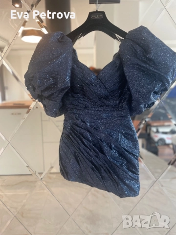 Елегантна рокля по поръчка с буфан ръкав S, снимка 2 - Рокли - 52547947