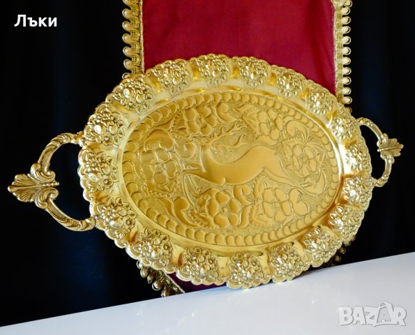 Бронзов поднос,плато,фруктиера,лов,Елен,маркиран., снимка 10 - Антикварни и старинни предмети - 30734112