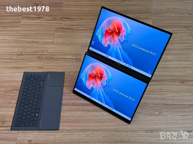 2x14 OLED Asus ZenBook DUO`Ultra 7-155H/16GB LPDDR5/512GB NVMe/Батерия 12ч, снимка 5 - Лаптопи за работа - 56164759