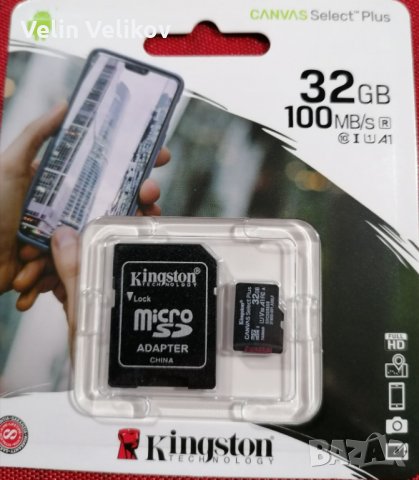 Micro Sd Hc Kingston 32 gb клас 10 с адаптер, снимка 1 - Карти памет - 31436840