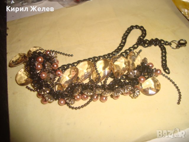 СКЪПОЦЕННА РЕТРО АРТ НУВО ОГЪРЛИЦА  ГОЛЕМИ ФАСЕТИРАНИ БОХЕМСКИ КРИСТАЛНИ ВИСУЛКИ 27122, снимка 5 - Колиета, медальони, синджири - 35053214