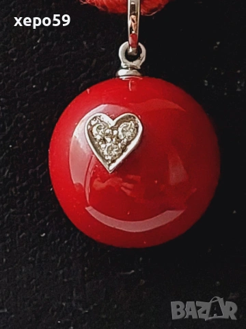 Дамско златно марково колие с брилянти,корал,бяло злато 18к., снимка 4 - Колиета, медальони, синджири - 53130689