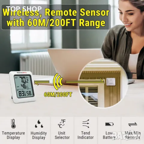 ThermoPro TP60S Безжичните метеорологични станции, снимка 6 - Друга електроника - 48795006