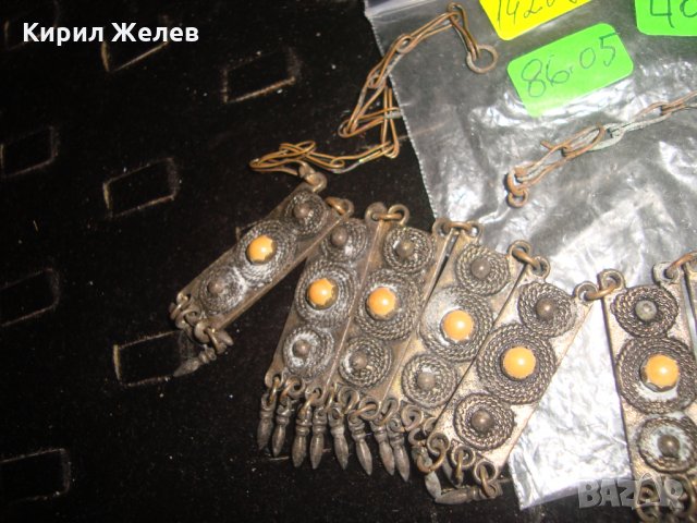 СТАРИННА БРОНЗОВА ОГЪРЛИЦА с КАМЪНИ и ВЕРИЖКА ВЪЗРОЖДЕНСКА ПЛЕТКА ФИЛИГРАН 14207, снимка 11 - Антикварни и старинни предмети - 31720679