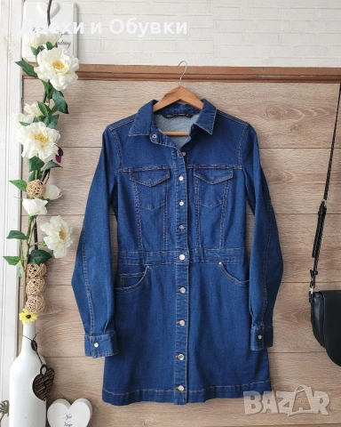 Дънкова рокля тип риза ZARA , снимка 2 - Рокли - 54096017