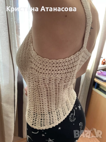 Уникален ръчно плетен топ, снимка 2 - Корсети, бюстиета, топове - 52418298