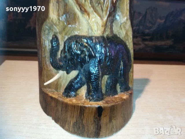Слон издълбан в дънер от тиково дърво 0101211837, снимка 4 - Колекции - 31272039