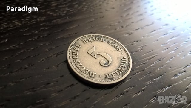 Райх монета - Германия - 5 пфенига | 1908г.; серия D