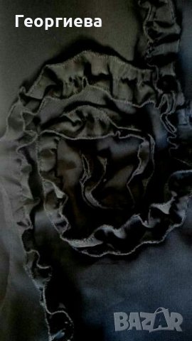 Кокетна черна рокля с украса от релефни цветя 👗🍀S 👗🍀арт.1074, снимка 6 - Рокли - 29954332