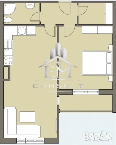 Двустаен обзаведен тухлен апартамент в ж.к. Възрожденци