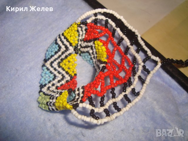 МЪНИСТЕНО ЦВЕТНО ХЕНД МЕЙД АРТ УКРАШЕНИЕ ГРИВНА с ПРЪСТЕН МНОГО ЕФЕКТНО БИЖУ 4575, снимка 3 - Бижутерийни комплекти - 37114880