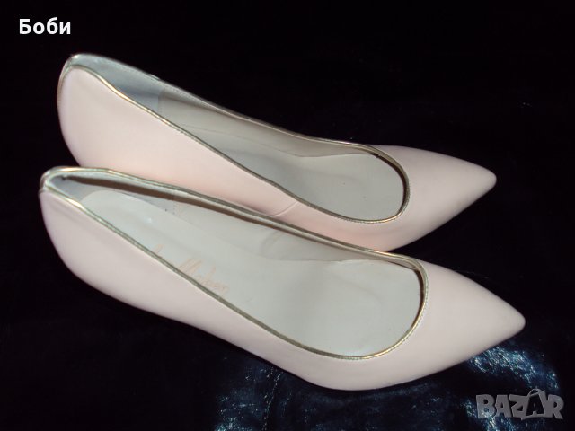 Бледо розови маркови обувки с метален ток 10см, снимка 1 - Дамски елегантни обувки - 29929044