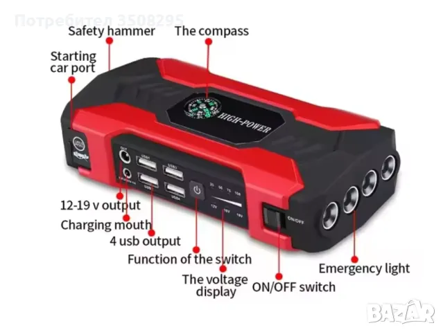 Най-добрият МОЩЕН джъмп стартер-стартерно устройство за автомобил-JUMP STARTER, снимка 2 - Аксесоари и консумативи - 47956100