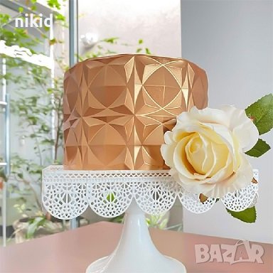 3D геометрични форми оригами стенсил форма шаблон подложка с релеф отпечатък за торта шоколад, снимка 2 - Форми - 37336324