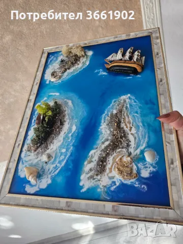 Ръчна изработка картина Скандинавски мъх морски Бриз , снимка 5 - Декорация за дома - 48665651