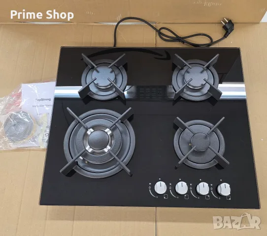 Газов котлон за вграждане TopStrong, 4 горелки, 8060W, Черно стъкло, снимка 10 - Котлони - 55815931