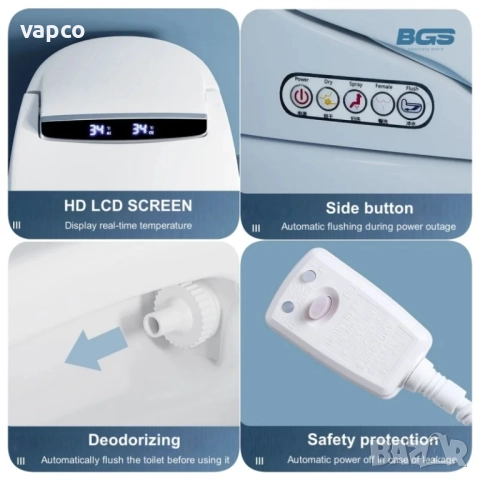 Мултифункционална смарт тоалетна F03 с биде, подгрев, сушене, масаж, снимка 4 - Други - 52484341