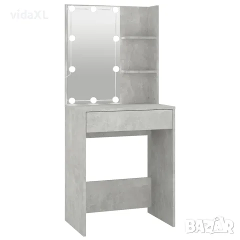 vidaXL Тоалетка с LED, бетонно сива, 60x40x140 см, снимка 1 - Тоалетки - 56147795