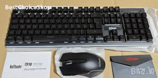 RedThunder Безжичен гейминг комплект клавиатура и мишка 3200 DPI Батерия 3000mA, снимка 5 - Клавиатури и мишки - 53120001