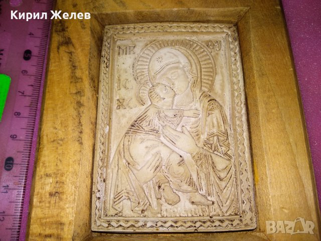 Авторска АРТ КЕРАМИКА Пресвета БОГОРОДИЦА с Малкия ИИСУС Източноправославна ИКОНА Рамка ДЪРВО 42871, снимка 2 - Икони - 44221058