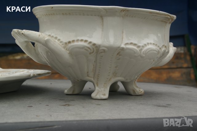 продавам старинен супник със бъркалка и поднос, снимка 12 - Антикварни и старинни предмети - 42143966