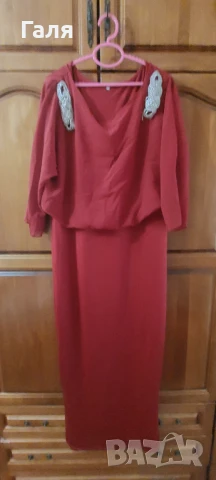 Дълга рокля цвят Бордо, еластична , снимка 7 - Рокли - 51429810