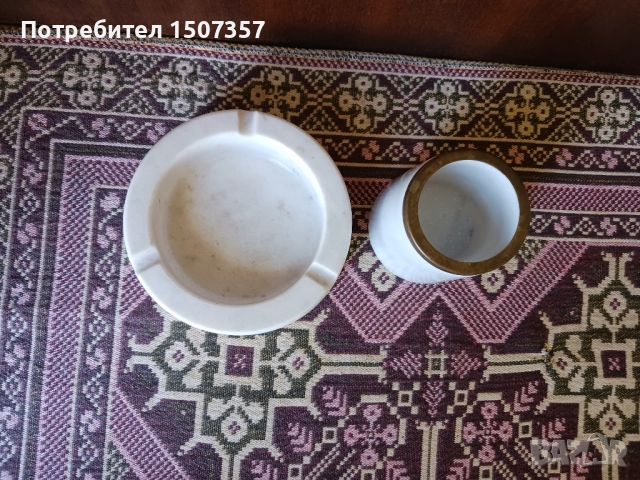 Мраморен пепелник и ваза - моливник, снимка 4 - Други - 51479997