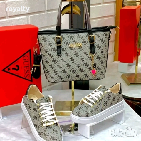 Guess Дамски Комплект Маратонки + Чанта Два Цвята , снимка 2 - Маратонки - 52898331