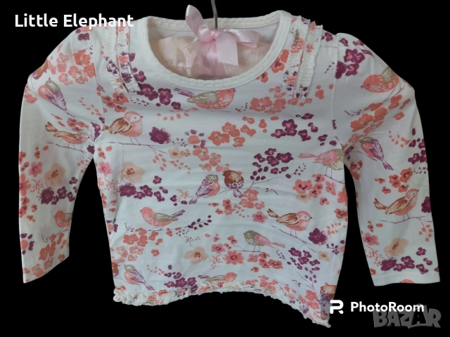 Блузка с дълъг ръкав за 2-3 год мом птички и цветчета,колекция"Animals",Англия/нова
