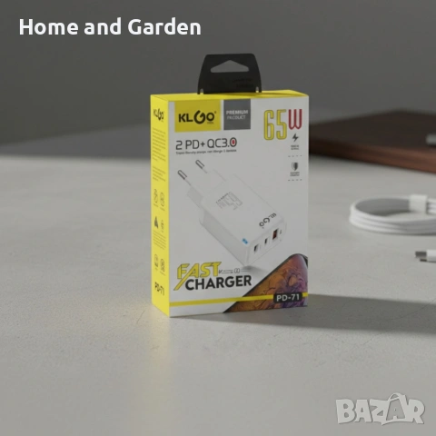 Адаптер - Зарядно устройство KL GO PD71 65W, бързо зареждане, 5 порта, снимка 5 - Други - 54028143