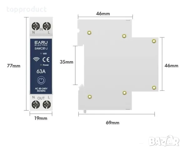 WiFi смарт прекъсвач, защита от пренапрежение, ниско напрежение, таймер, програматор , снимка 1