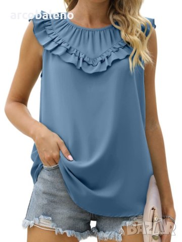 Дамски плисиран потник без ръкави от шифон, 8цвята , снимка 16 - Корсети, бюстиета, топове - 40340606